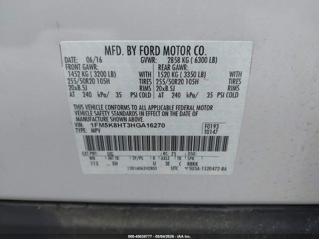 1FM5K8HT3HGA16270 Ford Explorer Platinum