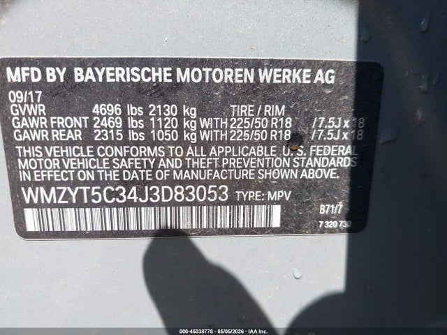 Aukcja sprzedaży 2018 Mini Countryman Cooper S, vin: WMZYT5C34J3D83053, numer aukcji: 45038778
