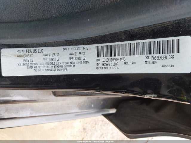 Продаж на аукціоні авто 2015 Chrysler 200 Limited, vin: 1C3CCCAB9FN744475, номер лоту: 45038806