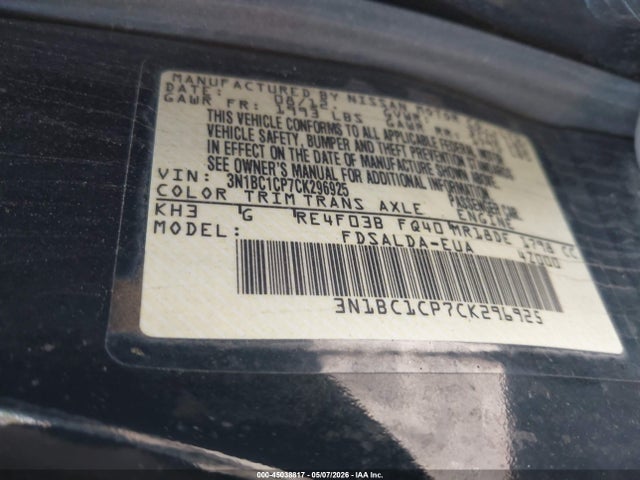 Aukcja sprzedaży 2012 Nissan Versa 1.8 S, vin: 3N1BC1CP7CK296925, numer aukcji: 45038817