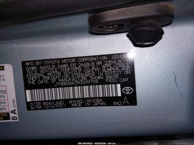 45038828 :رقم المزاد ، JTNBB46K393049798 vin ، 2009 Toyota Camry Hybrid مزاد بيع