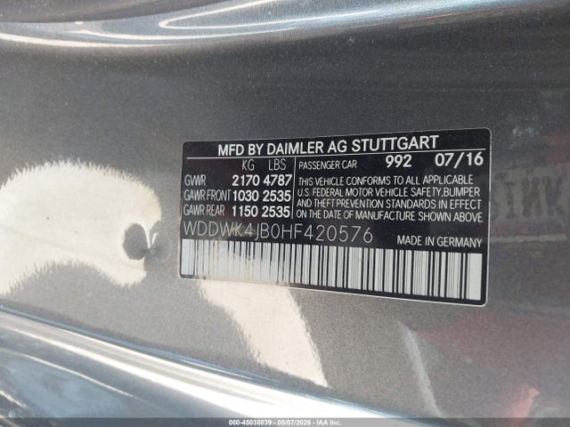 2017 Mercedes-benz C 300 მანქანა იყიდება აუქციონზე, vin: WDDWK4JB0HF420576, აუქციონის ნომერი: 45038839