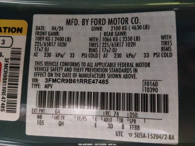 3FMCR9B61RRE47485 Ford Bronco Sport Big Bend