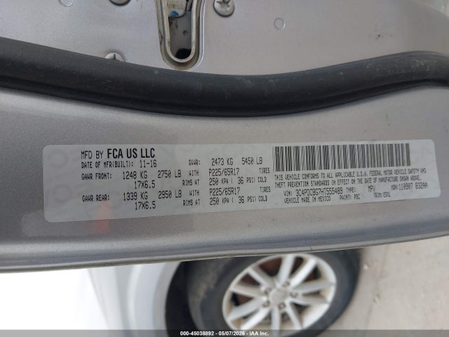 2017 Dodge Journey Sxt მანქანა იყიდება აუქციონზე, vin: 3C4PDCBG7HT555489, აუქციონის ნომერი: 45038892