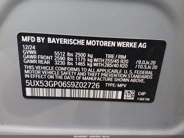 BMW X3 30 Xdrive 2025 5UX53GP06S9Z02726 Image 9