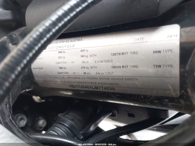 KTM 790 Duke 2020 VBKTU6401LM774039 Image 10