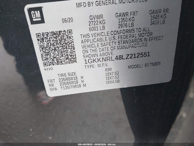 Продаж на аукціоні авто 2020 Gmc Acadia Fwd Sle, vin: 1GKKNRL48LZ212551, номер лоту: 45039030