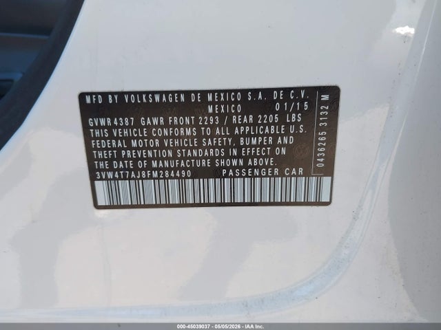 3VW4T7AJ8FM284490 Volkswagen Jetta 2.0t Gli Sel