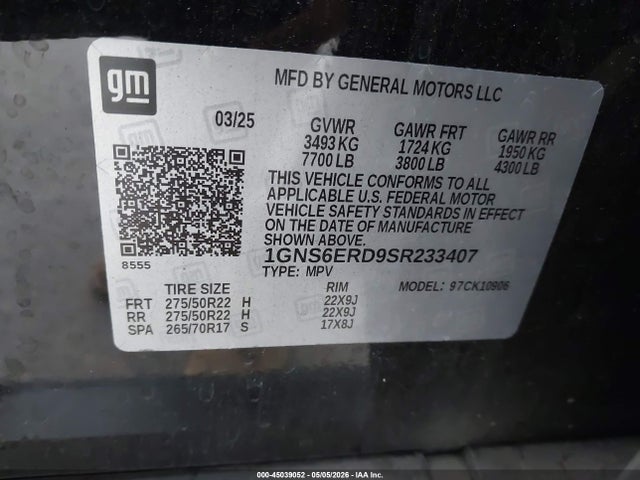 1GNS6ERD9SR233407 Chevrolet Suburban 4wd Rst