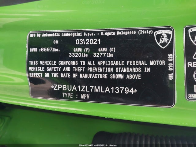 2021 Lamborghini Urus Graphite Capsule/pearl Capsule მანქანა იყიდება აუქციონზე, vin: ZPBUA1ZL7MLA13794, აუქციონის ნომერი: 45039057