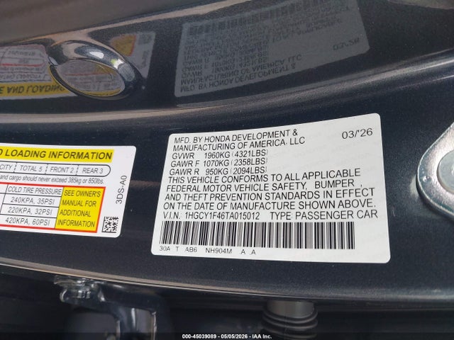 Honda ACCORD SE 2026 1HGCY1F46TA015012 Image 9