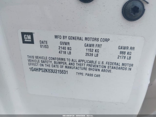 Продажа на аукционе авто 2003 Buick Lesabre Custom, vin: 1G4HP52K83U215631, номер лота: 45039129