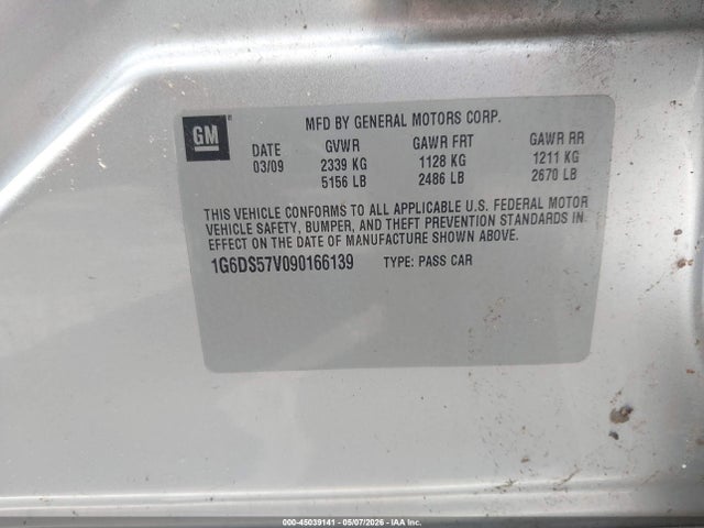 Продаж на аукціоні авто 2009 Cadillac Cts Standard, vin: 1G6DS57V090166139, номер лоту: 45039141