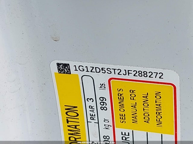 45039164 :رقم المزاد ، 1G1ZD5ST2JF288272 vin ، 2018 Chevrolet Malibu Lt مزاد بيع