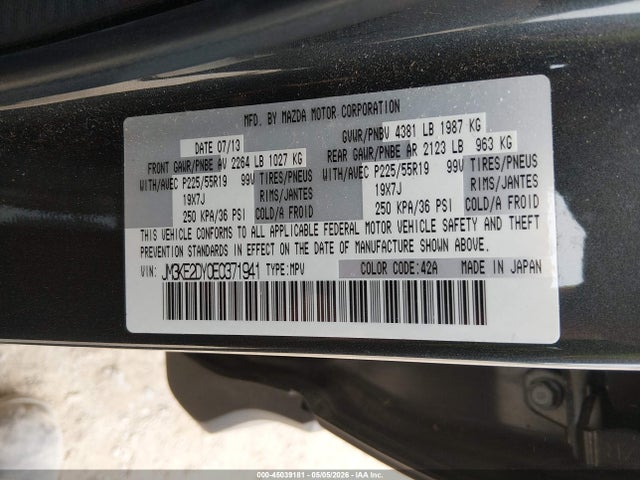 Продажа на аукционе авто 2014 Mazda Cx-5 Grand Touring, vin: JM3KE2DY0E0371941, номер лота: 45039181