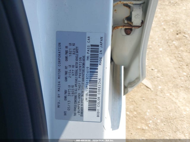 Aukcja sprzedaży 2013 Mazda Mazda3 I Touring, vin: JM1BL1VP5D1835619, numer aukcji: 45039190