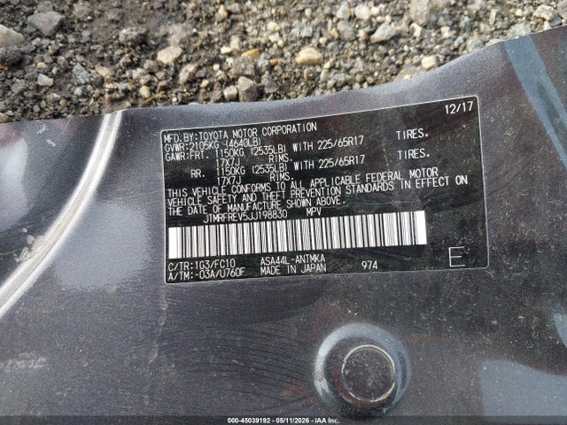 45039192 :رقم المزاد ، JTMRFREV5JJ198830 vin ، 2018 Toyota Rav4 Xle مزاد بيع
