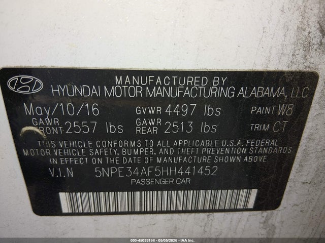 Продаж на аукціоні авто 2017 Hyundai Sonata Sport, vin: 5NPE34AF5HH441452, номер лоту: 45039198