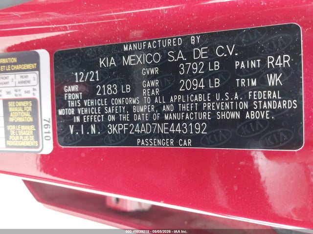KIA Forte Lxs 2022 3KPF24AD7NE443192 Image 9