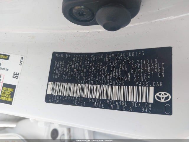 Aukcja sprzedaży 2025 Toyota Corolla Le, vin: 5YFB4MDE1SP340325, numer aukcji: 45039235