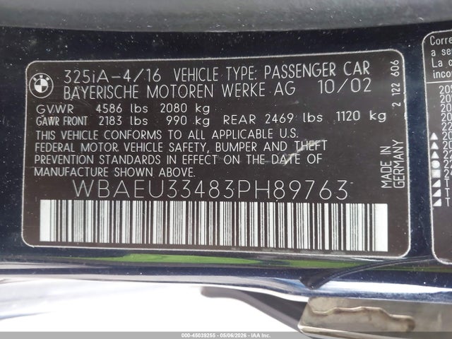 Продажа на аукционе авто 2003 Bmw 325xi, vin: WBAEU33483PH89763, номер лота: 45039255