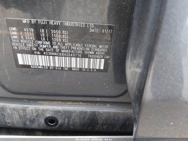 45039329 :رقم المزاد ، 4S3BNAC68H3049716 vin ، 2017 Subaru Legacy 2.5i Premium مزاد بيع
