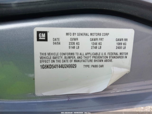Продаж на аукціоні авто 2004 Cadillac Deville Standard, vin: 1G6KD54Y44U249929, номер лоту: 45039349