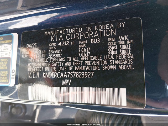 Aukcja sprzedaży 2025 Kia Seltos Ex, vin: KNDERCAA7S7823927, numer aukcji: 45039363