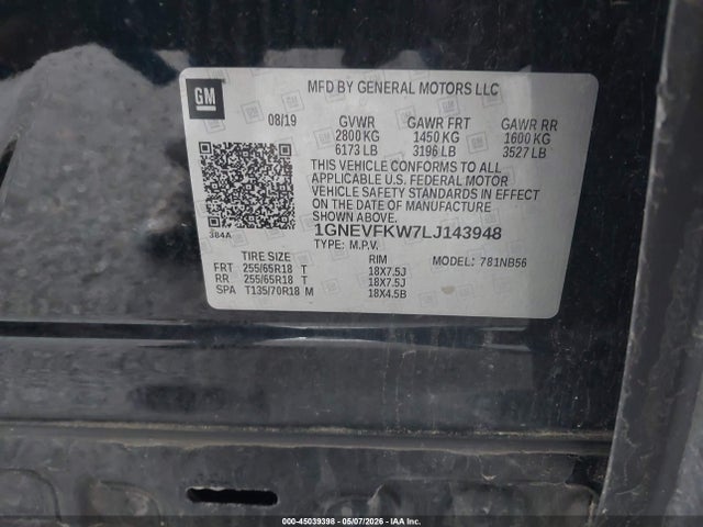 Продажа на аукционе авто 2020 Chevrolet Traverse Awd Ls, vin: 1GNEVFKW7LJ143948, номер лота: 45039398