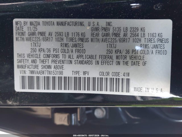2026 Mazda Cx-50 Hybrid Preferred მანქანა იყიდება აუქციონზე, vin: 7MMVAABW7TN153198, აუქციონის ნომერი: 45039470