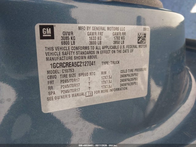 Aukcja sprzedaży 2012 Chevrolet Silverado 1500 Ls, vin: 1GCRCREA5CZ127041, numer aukcji: 45039481