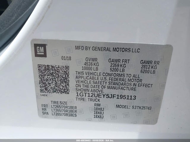 Aukcja sprzedaży 2018 Gmc Sierra 2500hd Denali, vin: 1GT12UEY5JF195113, numer aukcji: 45039483