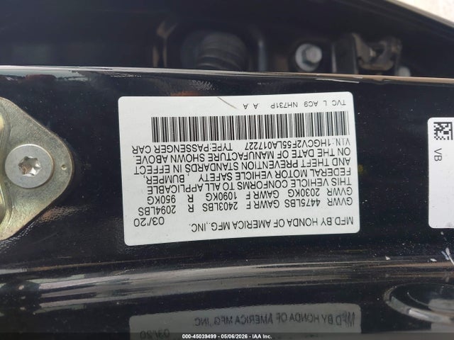 1HGCV2F55LA017227 Honda Accord Ex-l 2.0t