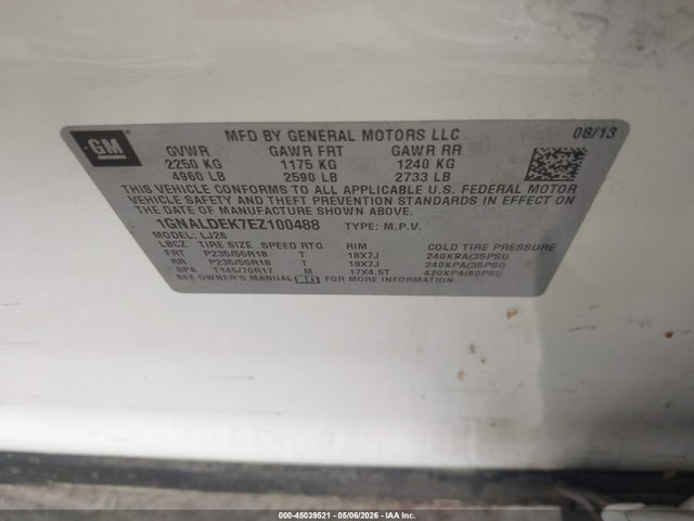 Продаж на аукціоні авто 2014 Chevrolet Equinox Ltz, vin: 1GNALDEK7EZ100488, номер лоту: 45039521