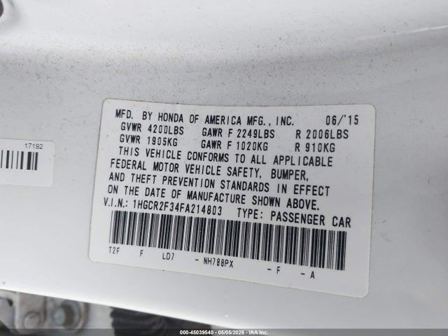 1HGCR2F34FA214803 Honda ACCORD LX