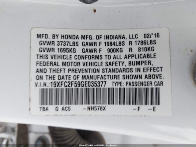 19XFC2F59GE035377 Honda Civic Lx