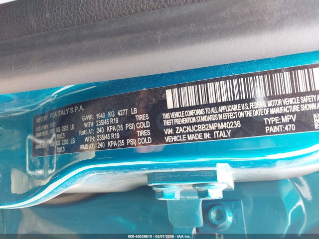 ZACNJCBB2MPM40236 Jeep Renegade Latitude Fwd
