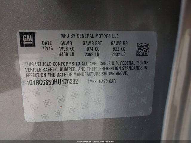 1G1RC6S50HU176232 Chevrolet VOLT LT