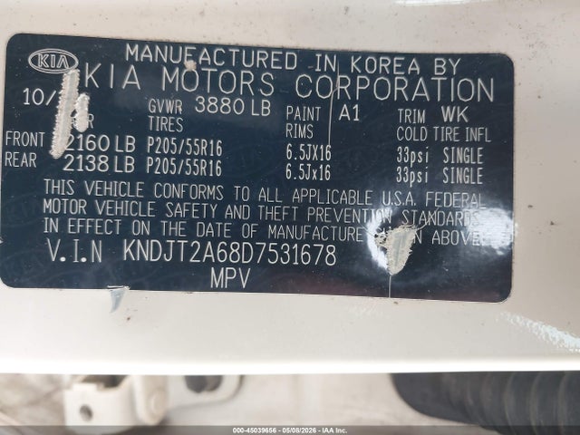 Aukcja sprzedaży 2013 Kia Soul +, vin: KNDJT2A68D7531678, numer aukcji: 45039656