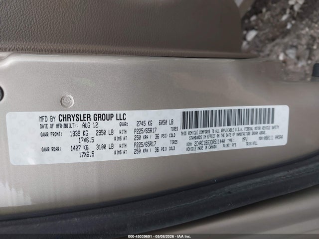 Продажа на аукционе авто 2013 Chrysler Town & Country Touring, vin: 2C4RC1BG3DR511440, номер лота: 45039691