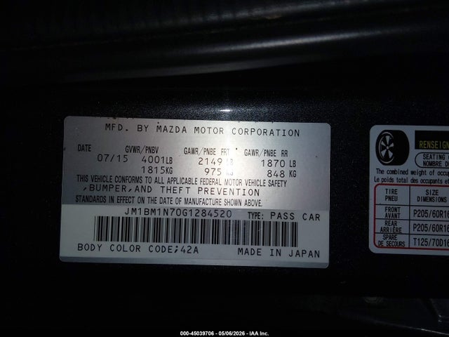 JM1BM1N70G1284520 Mazda Mazda3 I Grand Touring