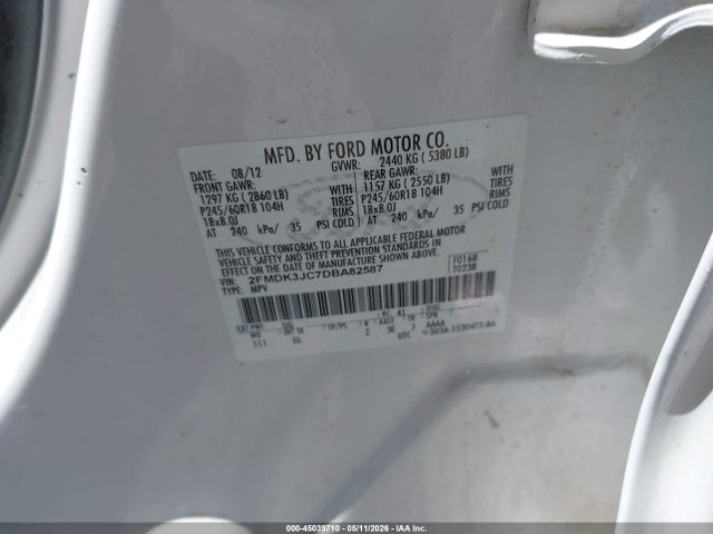 Продаж на аукціоні авто 2013 Ford Edge Sel, vin: 2FMDK3JC7DBA82587, номер лоту: 45039710