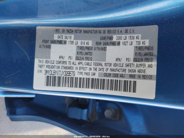 Aukcja sprzedaży 2018 Toyota Yaris Ia, vin: 3MYDLBYV7JY329579, numer aukcji: 45039721