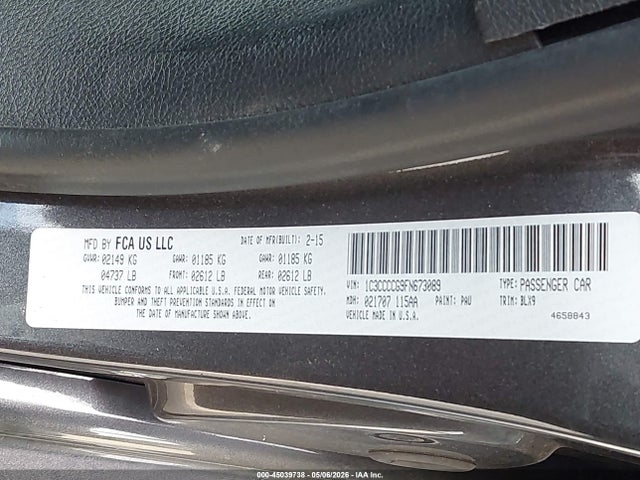 Aukcja sprzedaży 2015 Chrysler 200 C, vin: 1C3CCCCG9FN673089, numer aukcji: 45039738