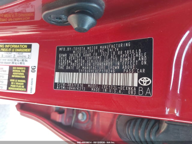 5YFBURHE8EP118246 Toyota Corolla Le Plus
