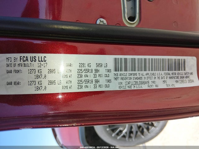 Aukcja sprzedaży 2018 Jeep Cherokee Latitude Tech Connect Fwd, vin: 1C4PJLCB9JD606448, numer aukcji: 45039824