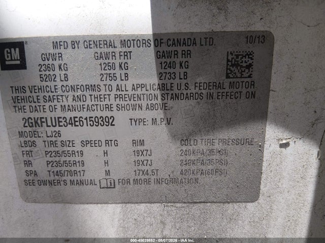 2014 Gmc Terrain Denali მანქანა იყიდება აუქციონზე, vin: 2GKFLUE34E6159392, აუქციონის ნომერი: 45039852