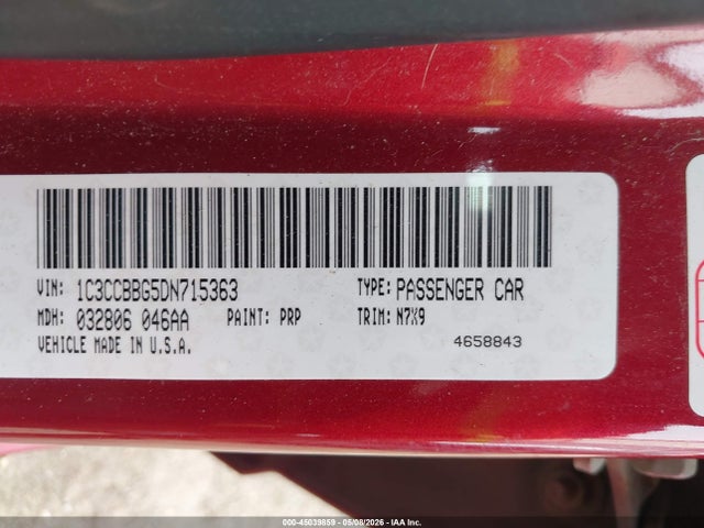 45039859 :رقم المزاد ، 1C3CCBBG5DN715363 vin ، 2013 Chrysler 200 Touring مزاد بيع