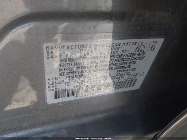 Aukcja sprzedaży 2019 Nissan Sentra Sv, vin: 3N1AB7APXKY310610, numer aukcji: 45039860