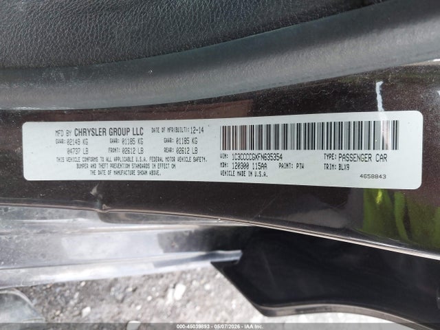 Продаж на аукціоні авто 2015 Chrysler 200 C, vin: 1C3CCCCGXFN635354, номер лоту: 45039893